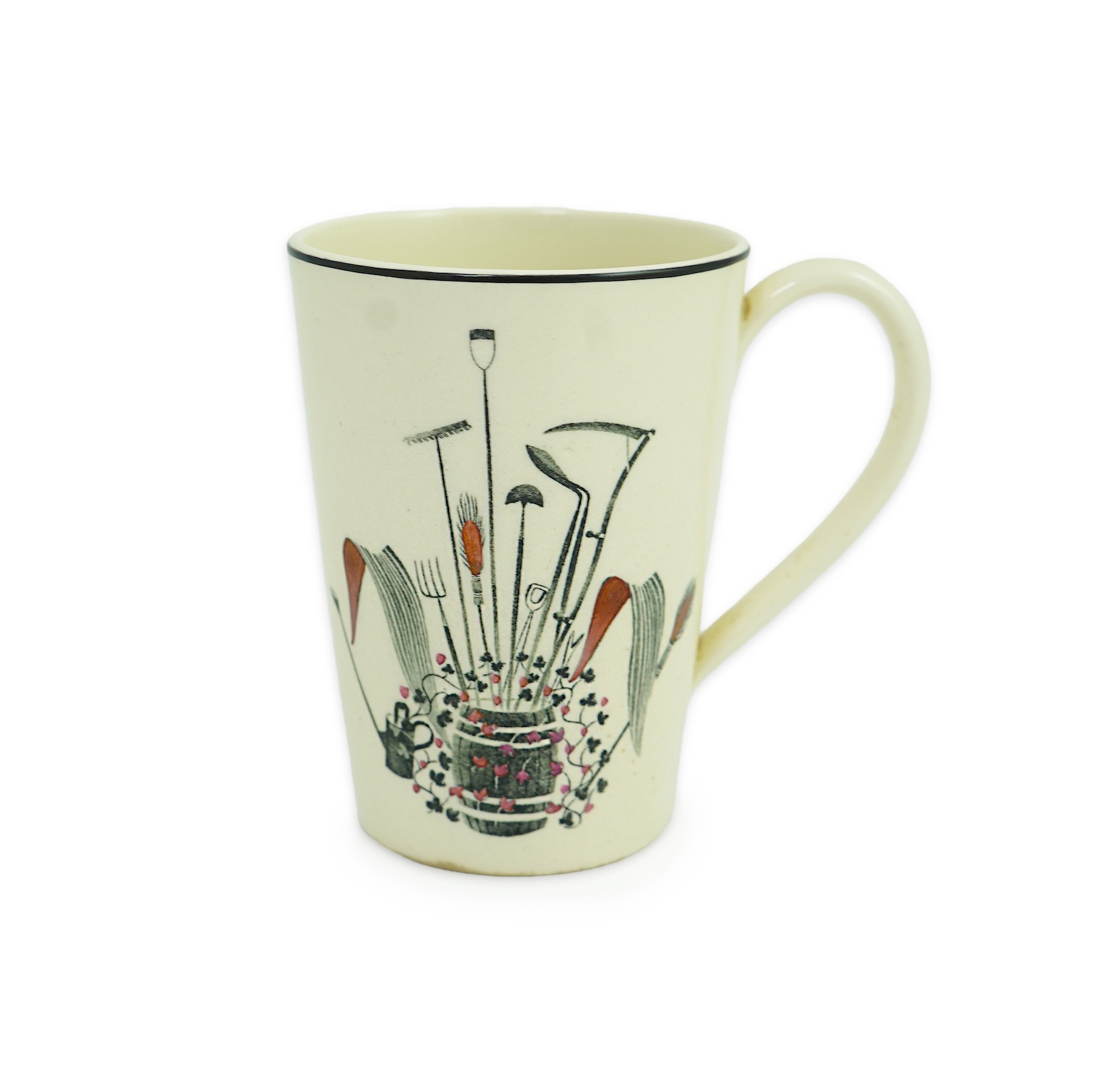 Eric Ravilious (1903-1942) for Wedgwood: A 'Garden Implements' lemonade mug